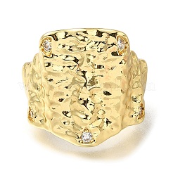 Rack Plating Brass Micro Pave Cubic Zirconia Open Cuff Rings for Women&nbsp;RJEW-M022-07G