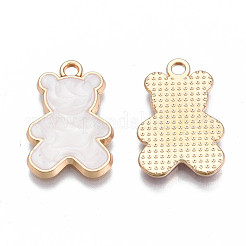 合金エナメルチャーム  カドミウムフリー＆ニッケルフリー＆鉛フリー  ライトゴールド  クマ  乳白色  21x14x2mm  穴：1.8mm&nbsp;PALLOY-N170-018C-NR