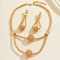 Vintage Iron Hollow Round Pendant Necklace and Earring Set for Women Stylish Jewelry Collection&nbsp;JY4522