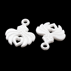 バレンタインデーの不透明アクリルパーツ  ハートチャーム  ホワイト  29.5x24x3.5mm  穴：3mm  約475個/500g&nbsp;SACR-L007-042E