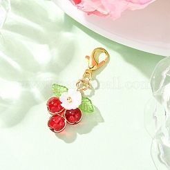 丸いガラスのペンダント装飾  樹脂の花のチャームとロブスタークロウ留め具付き  ミックスカラー  35.5mm&nbsp;HJEW-JM04213