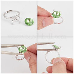 1Pc Adjustable Rhodium Plated Sterling Silver Finger Ring Components&nbsp;STER-BBC0006-95P