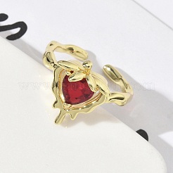 Brass Micro Pave Cubic Zirconia Cuff Rings&nbsp;RJEW-H256-15G
