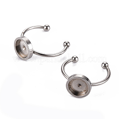 Tarnish Resistant 201 Stainless Steel Cuff Pad Ring Settings&nbsp;STAS-S080-042C-P