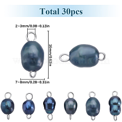 Natural Cultured Freshwater Pearl Potato Connector Charms&nbsp;PALLOY-SC00019