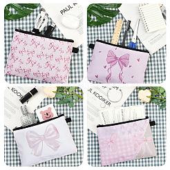 4Pcs 4 Styles Rectangle with Bowknot Printed Polyester Cosmetic Zipper Pouches&nbsp;ABAG-SP0001-51B