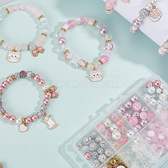 DIY Alloy Enamel Cat Charms & Glass Beads Bracelets Making Kits&nbsp;DIY-SC0030-79