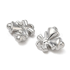 クリスマス合金クリスタルラインストーンペンダント  鉛フリー＆カドミウムフリー  プラチナ  クリスマス鐘  11x11x5mm  穴：1.7mm&nbsp;FIND-L026-01C-P