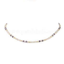 Natural Mixed Stone Faceted Round Beaded Necklaces&nbsp;NJEW-JN06430