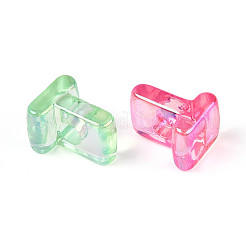 UVメッキ透明アクリルヨーロピアンビーズ  大穴ビーズ  ミックスカラー  文字t  20.5x16.5x13.5mm  穴：6mm&nbsp;OACR-M027-02T