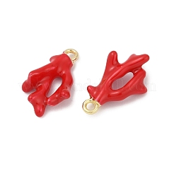 合金エナメルチャーム  サンゴの枝のチャーム  ゴールドカラー  レッド  16.5x10x5mm  穴：1.4mm&nbsp;FIND-M081-01G
