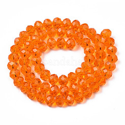 ガラスビーズ連売り  多面カットそろばん  ロンデル  ダークオレンジ  10x8mm  穴：1mm  約60~61個/連  46~48cm&nbsp;LS-EGLA-A034-T10mm-D25