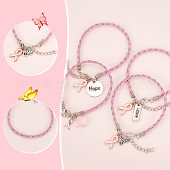 24Pcs 4 Style Alloy Enamel & Acrylic Heart Charm Bracelets Set with PU Leather Cords&nbsp;BJEW-AB00014