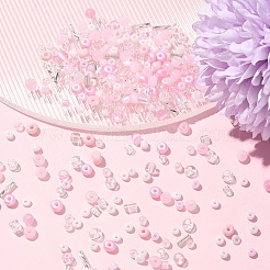 ガラスシードビーズ2セット  混合図形  DIY ネックレス ブレスレット アクセサリー  ピンク  2.5~7.5x2~4.5x2~4.5mm  穴：0.8~1.4mm&nbsp;DIY-FS0008-27C
