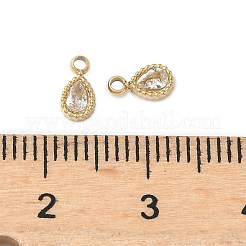 304ステンレススチールチャーム  ラインストーン付き  ティアドロップ  18KGP本金メッキ  6.5x3.5x1.5mm  穴：1mm&nbsp;STAS-C134-08G