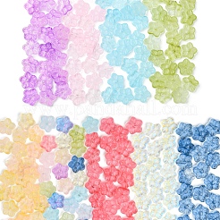 ベーキングペイントガラスビーズ30個  花  ピンク  12.5x13x4.5mm  穴：1.2mm&nbsp;GLAA-FS0001-97D