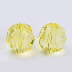 透明なアクリルビーズ  多面カット  ラウンド  きいろ  6x5.5mm  穴：1.7~1.8mm  約4200個/500g&nbsp;TACR-Q257-6mm-V21