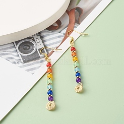 Natural Malaysia Jade Round Beads Long Dangle Earrings&nbsp;EJEW-JE04702