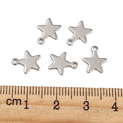 変色しにくい304ステンレススチールチャーム  スター  ステンレス鋼色  10x8.5x1mm  穴：1.4mm&nbsp;STAS-G190-27P-B