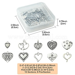 60Pcs 10 Styles Tibetan Style Alloy Pendants&nbsp;FIND-FS0002-20