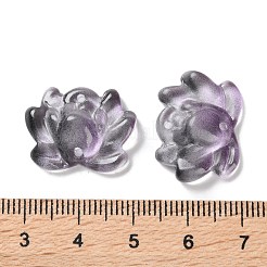 透明ガラス コネクタ チャーム  蓮の花のリンク  グレー  15.5x20.5x7mm  穴：1.4mm&nbsp;GLAA-A015-01B