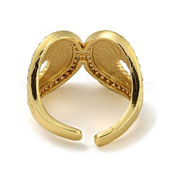 Leaf Brass Micro Pave Cubic Zirconia Open Cuff Rings for Women&nbsp;RJEW-Z050-21G