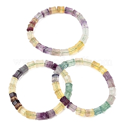 Natural Rainbow Fluorite Bamboo Stick Beaded Stretch Bracelets for Women&nbsp;GG-CBA3F02-03