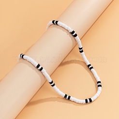 Bohemian Black and White Polymer Clay Heishi Beaded Necklaces for Men&nbsp;DR8717