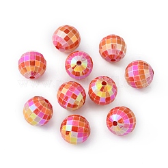 UVメッキレインボー虹色アクリルビーズ  多面カット  ラウンド  レッドオレンジ  15.5mm  穴：2.5mm&nbsp;PACR-TAC0004-01A