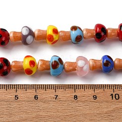 手作りナザールボンジュウランプワークビーズ連売り  キノコ  ミックスカラー  13x10mm  穴：1.6mm  約25個/連  11.81''（30センチメートル）&nbsp;LAMP-S069-01A-07
