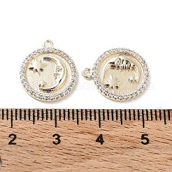 Brass Micro Pave Clear Cubic Zirconia Pendants&nbsp;KK-F871-30G