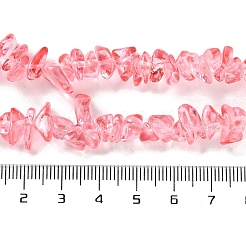スプレープリント透明ガラスビーズ連売り  天然石風  チップ  ライトコーラル  2~8x5~19x4.5~7.5mm  穴：0.4mm  29.92''~31.10''（76~79センチメートル）&nbsp;GLAA-P060-01B-06