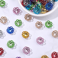 UVメッキABSビーズキャップ100個  花  ミックスカラー  17x16.5x9mm  穴：3.5mm&nbsp;OACR-SP0002-20