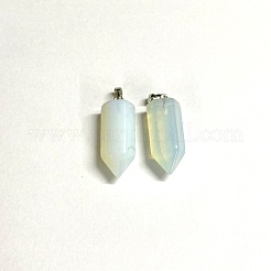真鍮製オパールペンダント  弾丸  プラチナ  先の尖ったペンダント  33~36x12mm  穴：5x7mm&nbsp;G-O160-03L