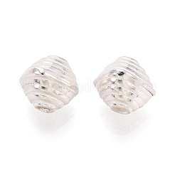 925スターリングシルバーコルゲートビーズ  菱形  銀  7x7.5x7.5mm  穴：1~1.5mm&nbsp;STER-N016-127S
