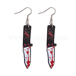 Halloween Theme Printed Acrylic Dangle Earrings&nbsp;FS-WG4B452-05