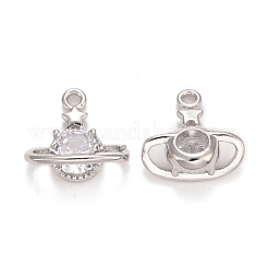 Rack Plating Brass Micro Pave Clear Cubic Zirconia Charms&nbsp;KK-E267-11P