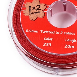 2本撚りの丸いワックスコットン糸コード  日本から輸入  レッド  0.5mm  約21.87ヤード（20m）/ロール&nbsp;YC-T004-01A-11