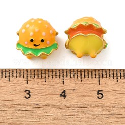 漫画模造食品合金エナメルヨーロピアンビーズ  大穴ビーズ  ハンバーガー  13x12x12mm  穴：4mm&nbsp;FIND-U008-01G-C
