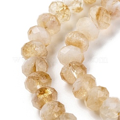 加熱された天然シトリンビーズ連売り  多面カット  ロンデル  7.5~8x5.5~6mm  穴：1mm  約69個/連  15.16インチ（38.5cm）&nbsp;G-K380-A40-04
