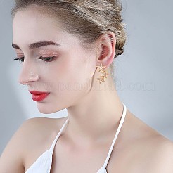 925 スターリング シルバー スター ダングル イヤリング クリア キュービック ジルコニア 女性用  18KGP本金メッキ  11x19.2x1mm  ピン：1mm&nbsp;JE962A