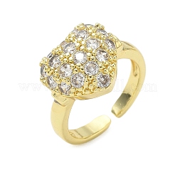 Brass Micro Pave Cubic Zirconia Cuff Open Rings&nbsp;RJEW-C163-03A-G