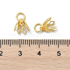 フラワーラックメッキ真鍮フィリグリービーズキャップベイル  7花びら  ゴールドカラー  8x8mm  穴：3mm&nbsp;KK-L102-27G
