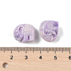 合成貝で染めた彫刻ビーズ  象  ツートン  ライラック  13x15x9mm  穴：1mm&nbsp;SHEL-K007-17