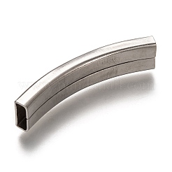 変色しない304ステンレススチール製スライドチャーム  カーブチューブ  ステンレス鋼色  38x8.5x3.5mm  穴：7.5x2.5mm&nbsp;X-STAS-Z025-13P