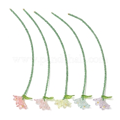 アクリルとガラスのシードビーズを使ったしおり  花  ミックスカラー  180~185x29~32x16mm&nbsp;AJEW-MZ00010