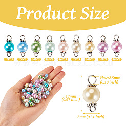 90Pcs 9 Colors Pearlized Glass Pearl Connector Charms&nbsp;PALLOY-TA0002-49A