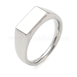 女性用304ステンレススチール指輪  長方形  ステンレス鋼色  6.5mm  内径：17mm&nbsp;RJEW-B164-01P