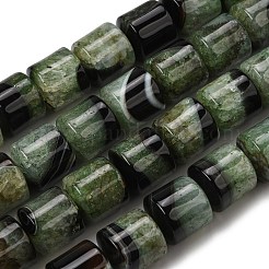 天然石瑪瑙ビーズ連売り  染め＆加熱  ドラム  グリーン  14~14.5x13.5~14.5mm  穴：1~1.2mm  約28個/連  15.55