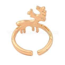 クリスマス鹿合金オープンカフリング女性用  ライトゴールド  18.5mm  内径: 調節可能&nbsp;RJEW-C106-01A-KCG